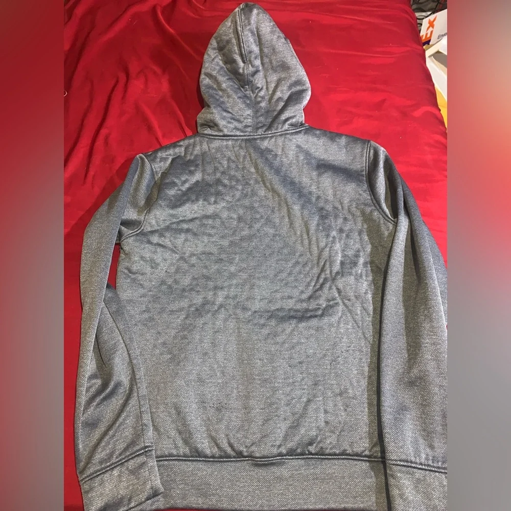 Men's Gray Zoo York Sherpa Hoodie Jacket Zip Up; size Large - used No Drawstring